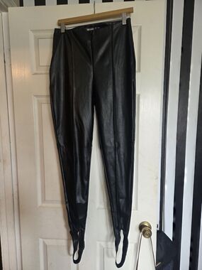 Missguided Black Faux Leather Stirrup Pants